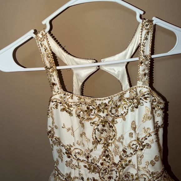 Elegant Gold and White Gown - Picture 5 of 7